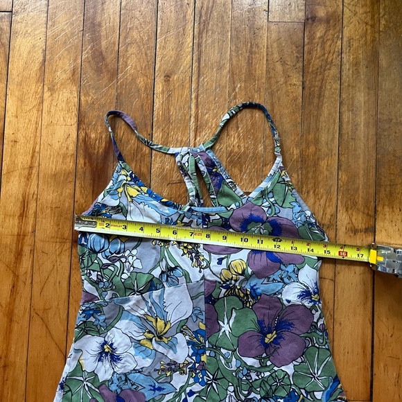 Patagonia Women's Spright Dress Floral Green Blue Purple White Keyhole Back L - Picture 2 of 7